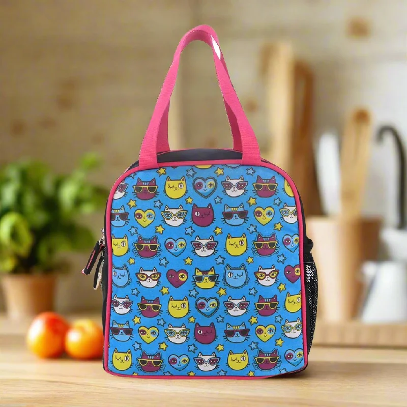 Weekend Bargains to Savor Smily kiddos joy lunch bag-Kitty Theme - Teal Blue