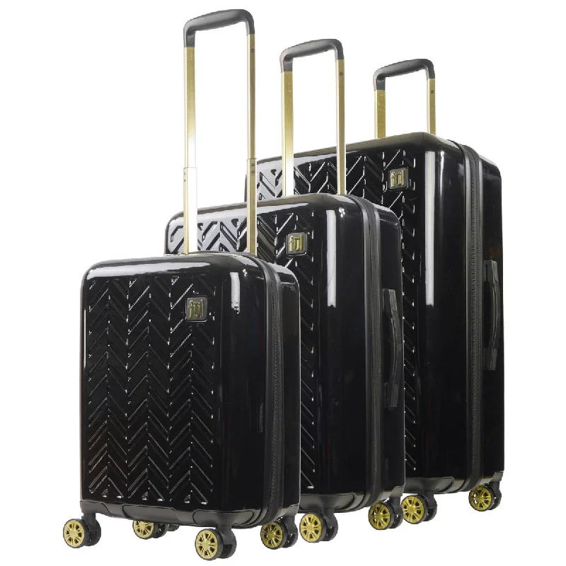 Reduced Price Ful Groove Expandable Hardside Spinner 3 Pc Luggage Set, Black