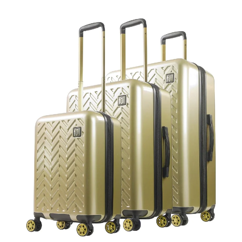 Today's Deal Ful Groove Expandable Hardside Spinner 3 Pc Luggage Set, Gold