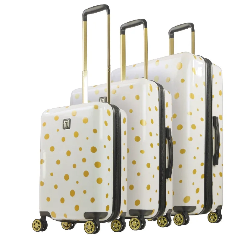 Weekend Bargains to Relish Ful Impulse Mixed Dots Hard sided Spinners 3pc set, White