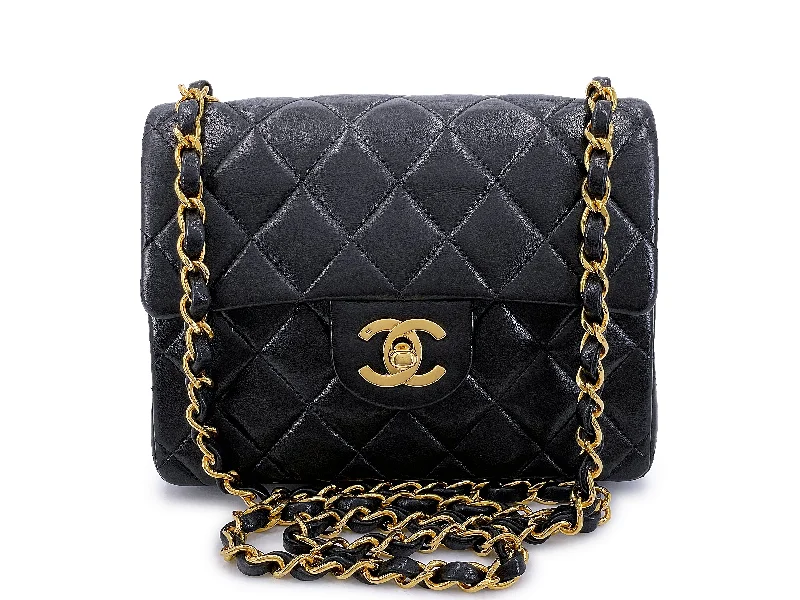 Super Sale Chanel 1996 Vintage Black Square Mini Flap Bag 24k GHW Lambskin