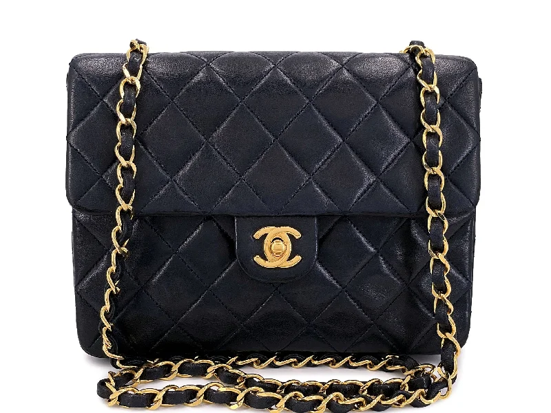 Markdown Sale Chanel Vintage Black Mini Flap Bag Classic Lambskin 20cm 24k GHW