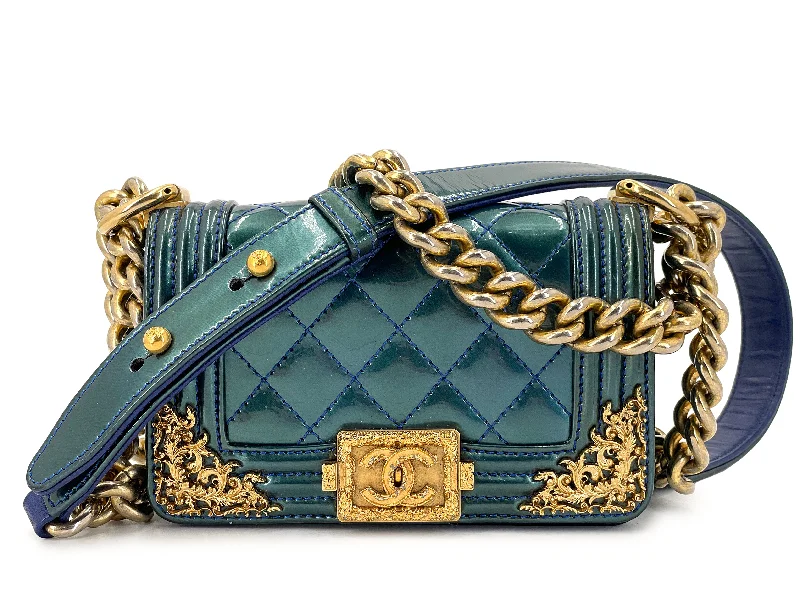 Now or Never Chanel 13C Versailles Boy Mini Flap Bag Green Blue Patent GHW