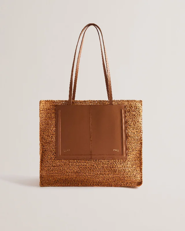 Weekend Offers That Impress Ashvi Raffia Large Tote Bag Brown
