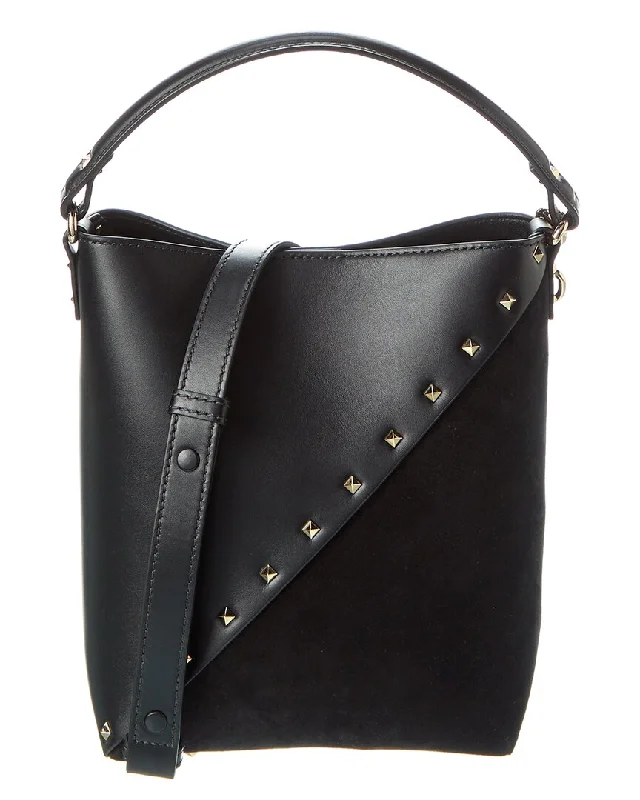 Flash Deals Valentino Rockstud Wispy Leather & Suede Bucket Bag