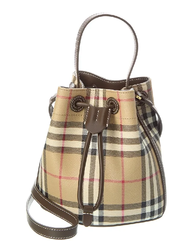 Great Bargains Burberry Check Mini E-Canvas & Leather Bucket Bag