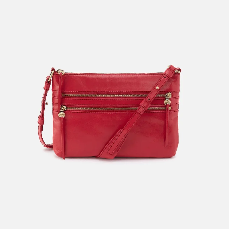 Hurry In Billie Crossbody In Polished Leather - Hibiscus
