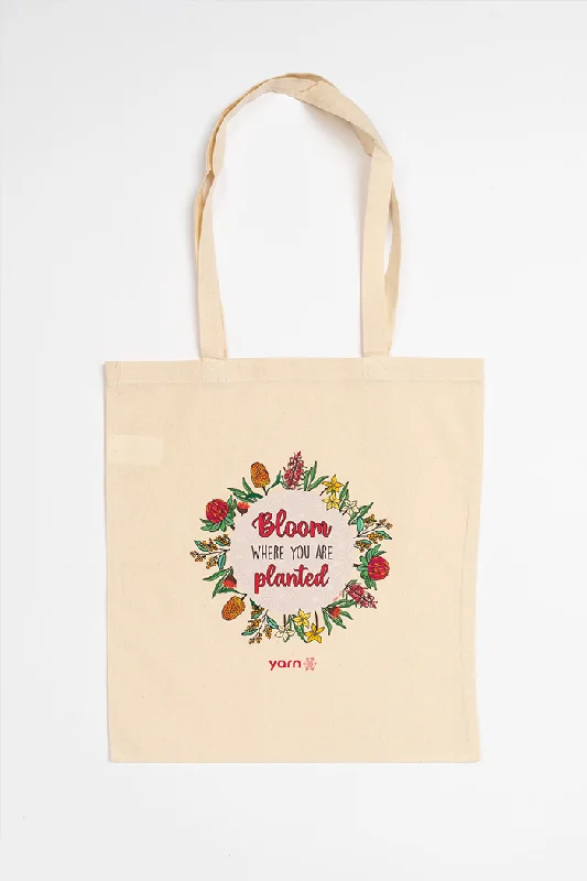 Fantastic Offers Bloom Where You Are Planted Long Handle Natural Cotton Tote Bag