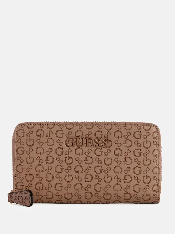 Stock Clearance Bowie Debossed Logo Zip-Around Wallet