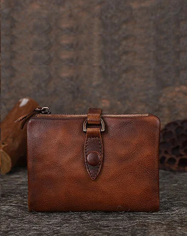 Don't Miss Brown Small Leather Bifold Wallet Vintage Billfold Cute Women Buckle Wallet For Ladies Don't Miss Brown Small Leather Bifold Wallet Vintage Billfold Cute Women Buckle Wallet For Ladies