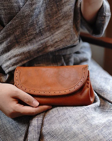 Now or Never Brown Womens Leather Flap Long Wallet Vintage Phone Shoulder Bag Wallet for Women