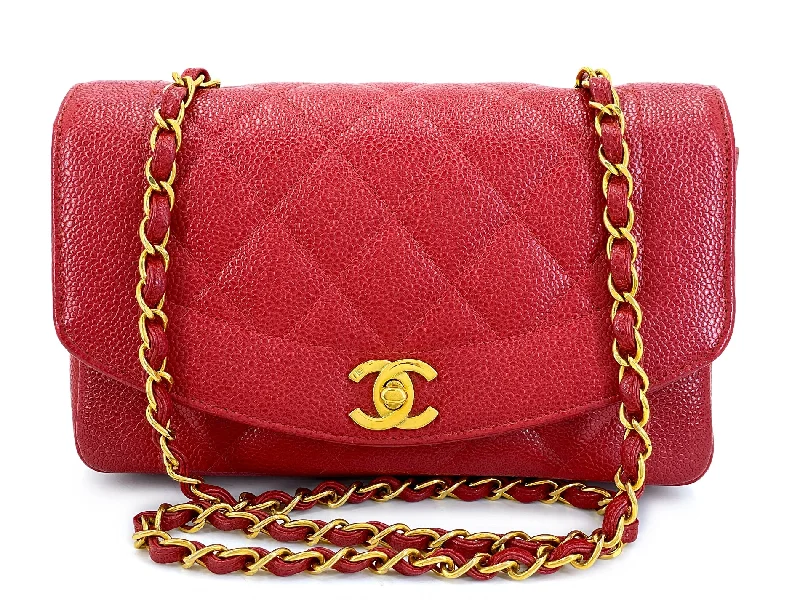Half Price Chanel 1994 Vintage Red Caviar Small Diana Flap Bag 24k GHW YRN