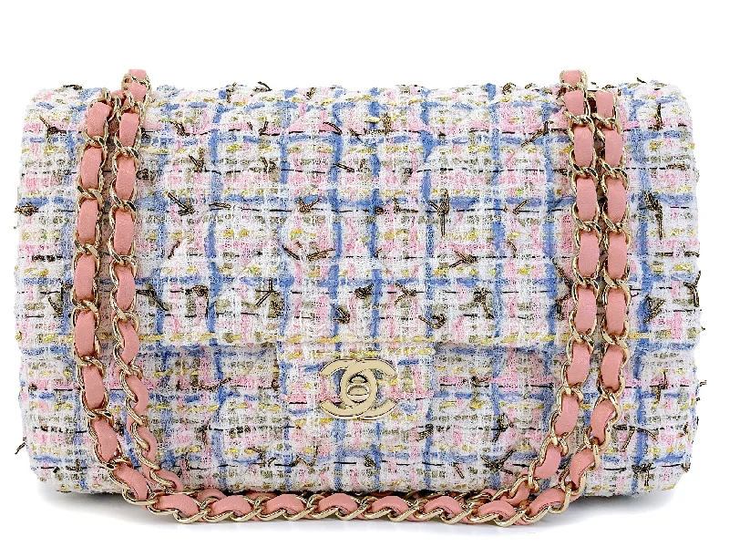 Major Deal Chanel Pink Boucle Tweed Medium Classic Double Flap Bag 19C GHW HQ0