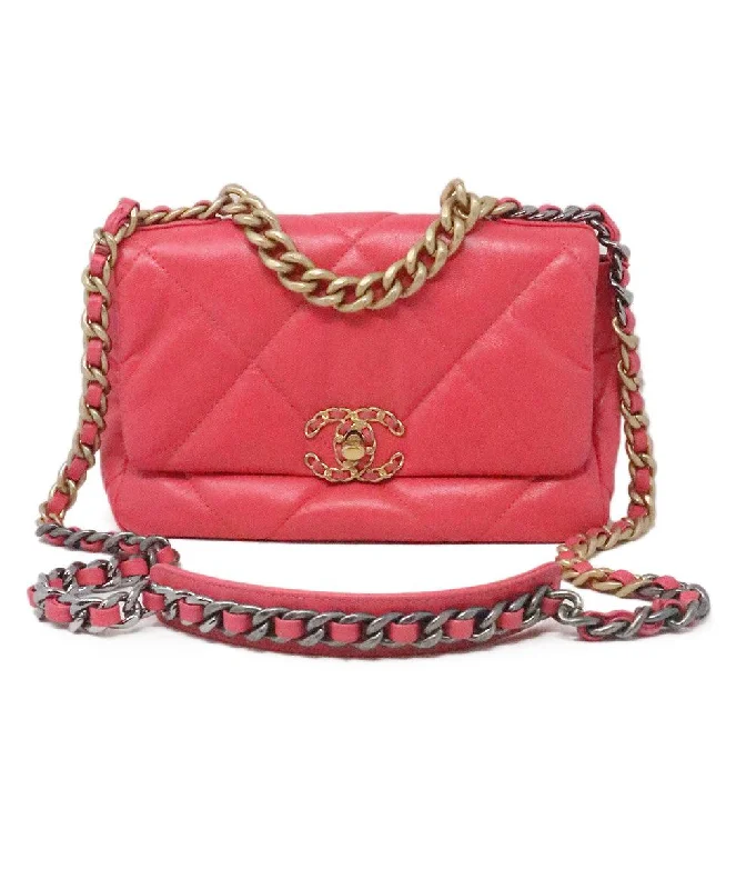 Online Exclusive Chanel Pink Leather 19 Flap Bag