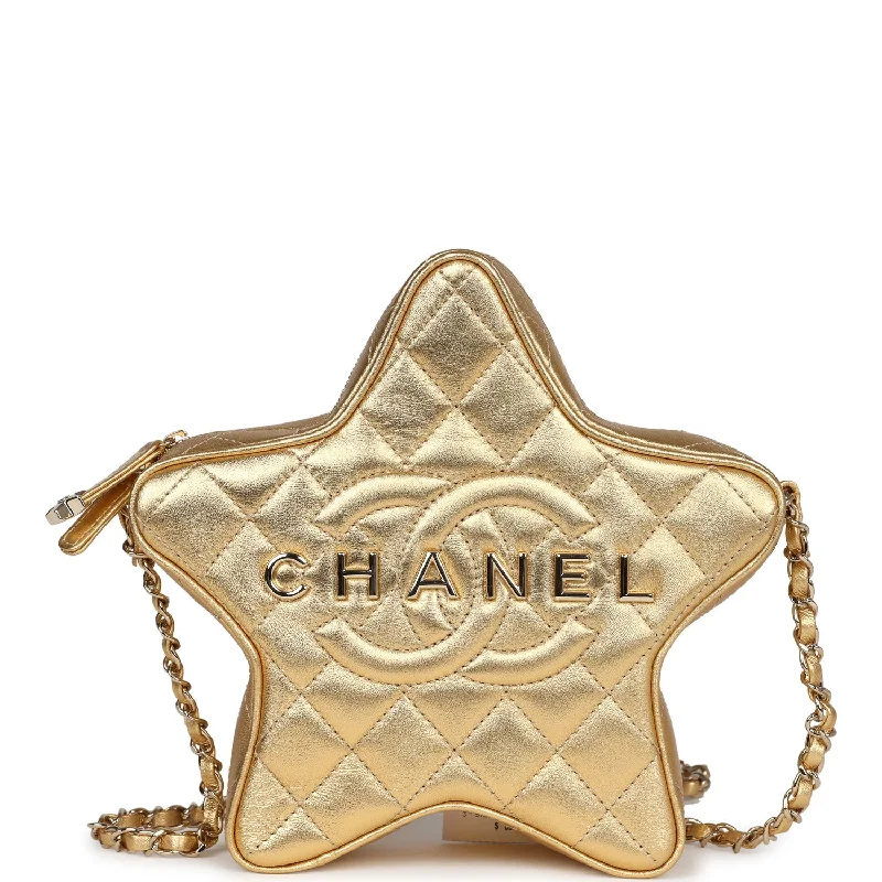Midnight Sale Chanel Star Bag Metallic Gold Lambskin Gold Hardware