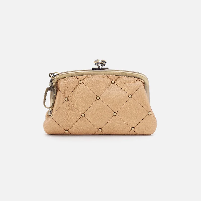 Amazing Deals Cheer Frame Pouch In Pebbled Metallic Leather - Dusty Gold