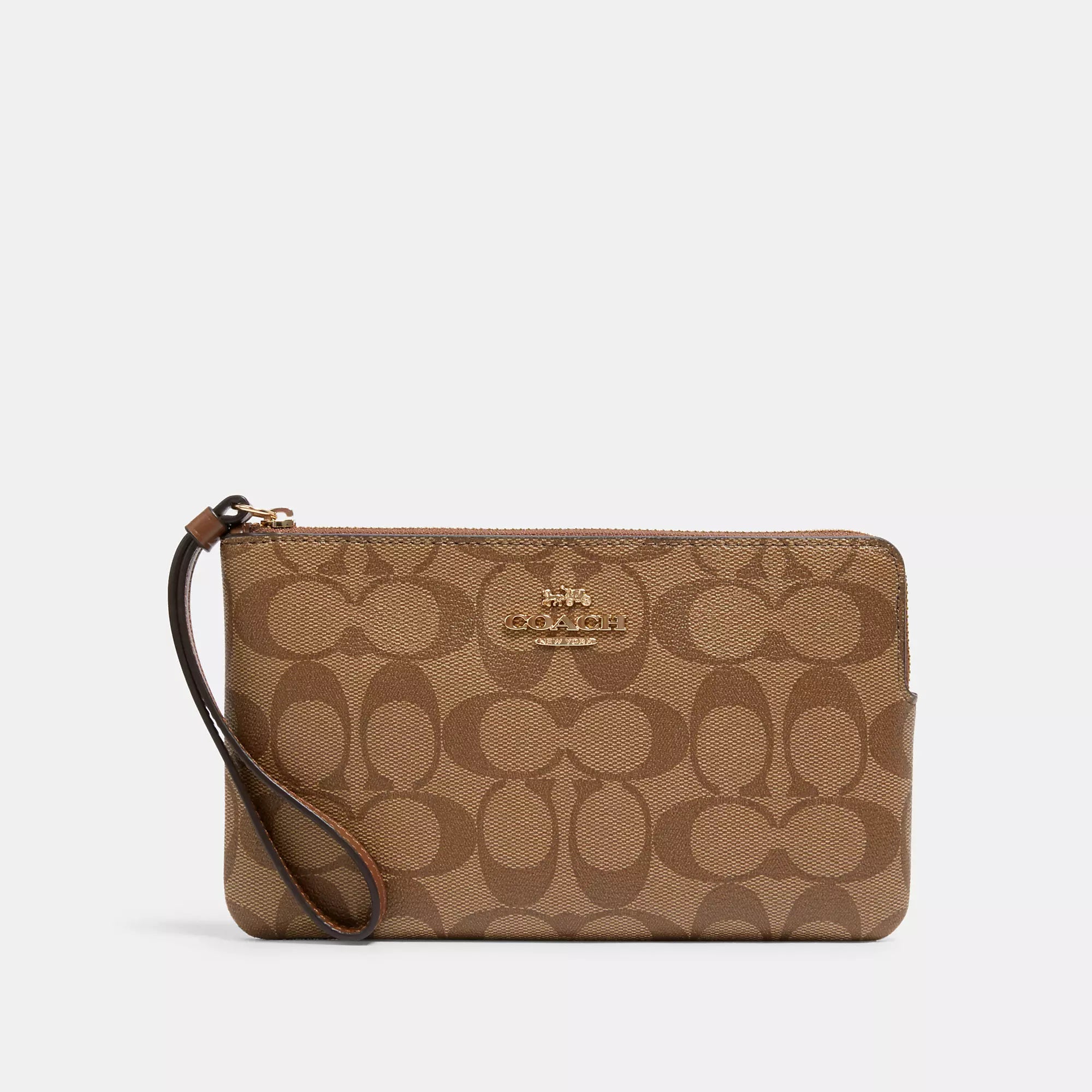Can't Be Beat Coach Outlet Large Corner Zip Wristlet In Signature Canvas