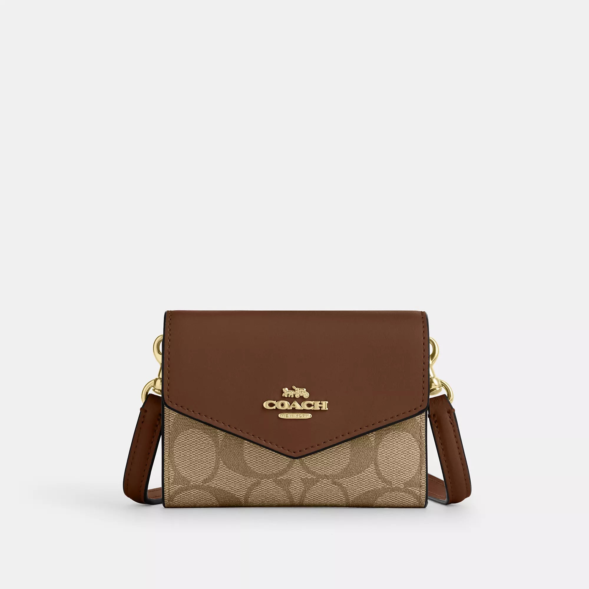 Blowout Deals Coach Outlet Mini Envelope Wallet With Strap In Signature Canvas