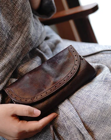 Fantastic Offers Coffee Womens Leather Flap Long Wallet Vintage Phone Shoulder Bag Wallet for Women