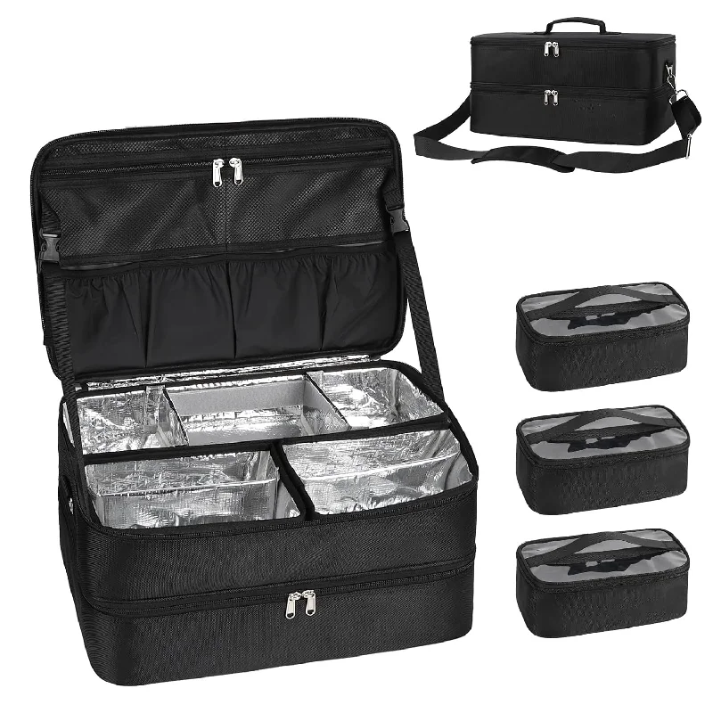 Weekend Savings Spectacle Double Layer Extra Large Makeup Case with 3 Detachable compartments and 3 Makeup Bags