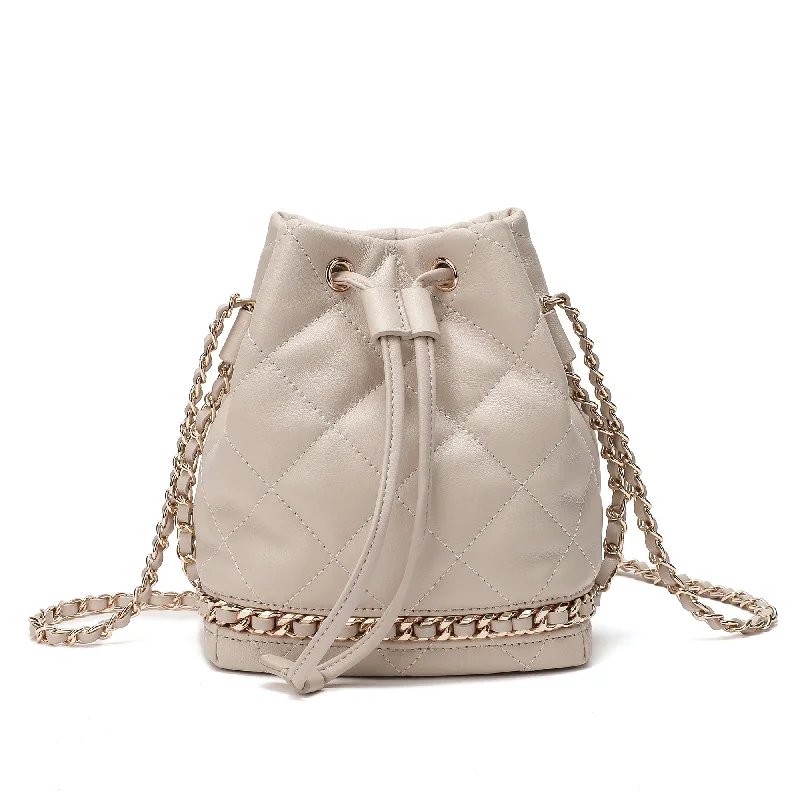 New Deal Full-Grain Quilted Lambskin Leather Drawstring Bag