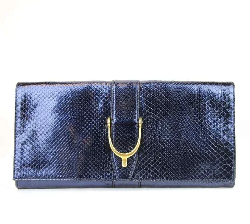 New Deals Gucci Women's Soft Stirrup Python Clutch Evening Bag Large