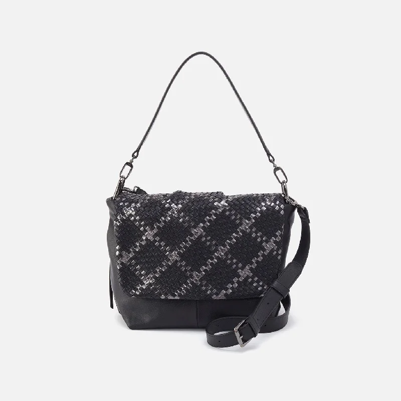 Lowest Rates Harley Convertible Shoulder In Woven Leather - Black Metallic Woven