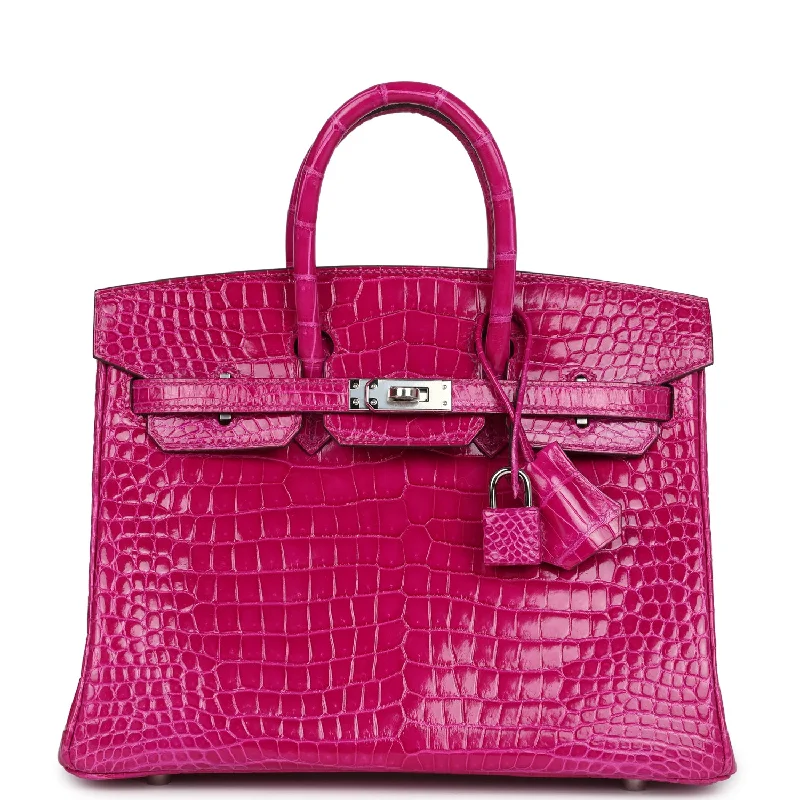 Weekend Deals You Can't Resist Hermes Birkin 25 Rose Sheherazade Shiny Porosus Crocodile Palladium Hardware