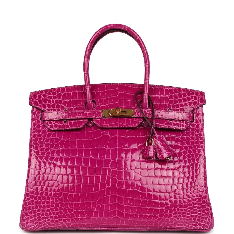 Weekend Discounts Worth Grabbing Hermes Birkin 35 Rose Scheherazade Shiny Porosus Crocodile Gold Hardware