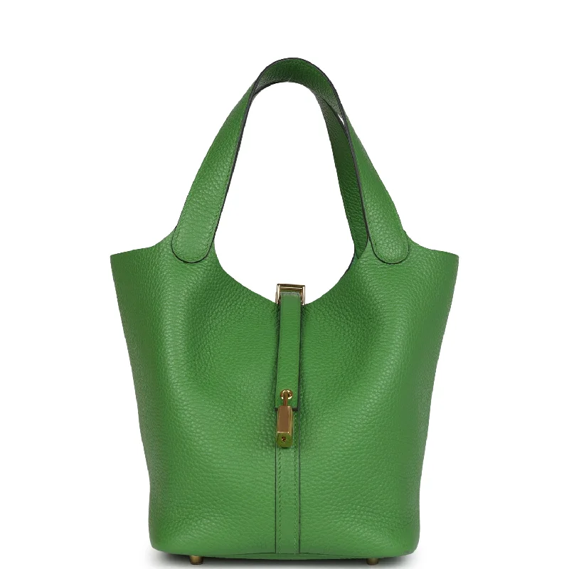 Price Drop Hermes Picotin Lock 22 Vert Yucca Clemence Gold Hardware