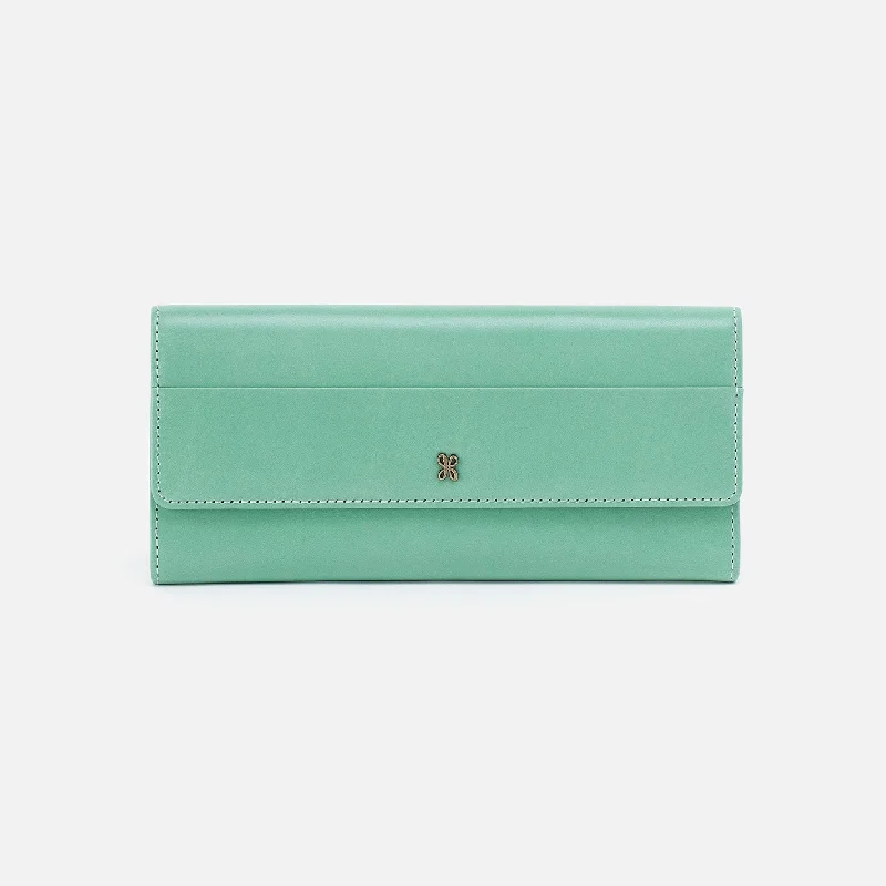 Exclusive Offers Jill Large Trifold Wallet in Polished Leather - Seaglass