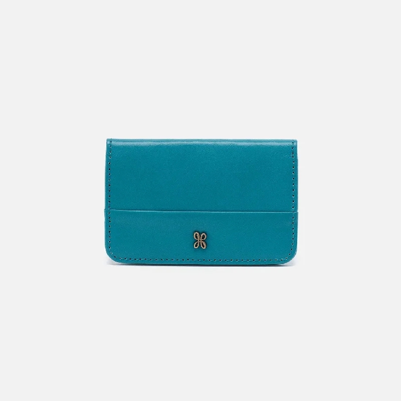 Hot Deal Jill Mini Card Case In Polished Leather - Biscayne Blue