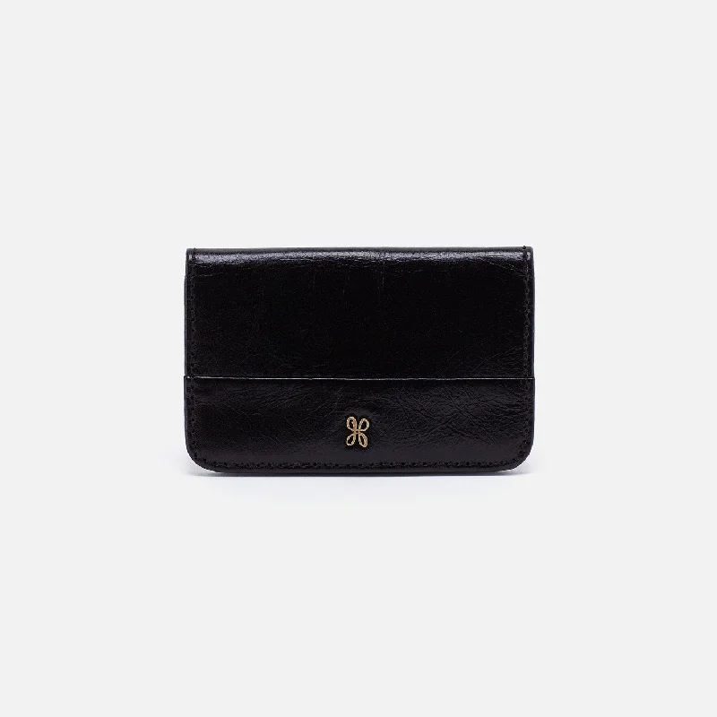Exclusive Preview Jill Mini Card Case In Polished Leather - Black