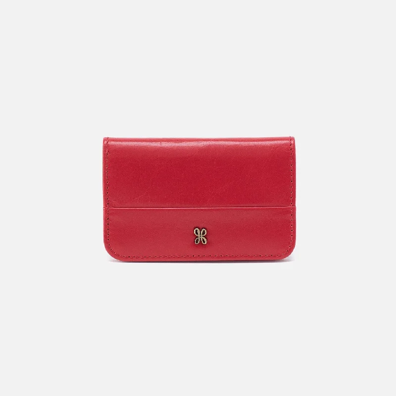 Members Only Jill Mini Card Case In Polished Leather - Hibiscus