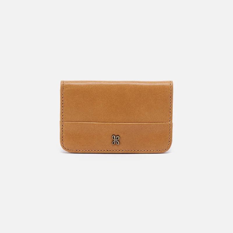 Year-End Sale Jill Mini Card Case In Polished Leather - Natural