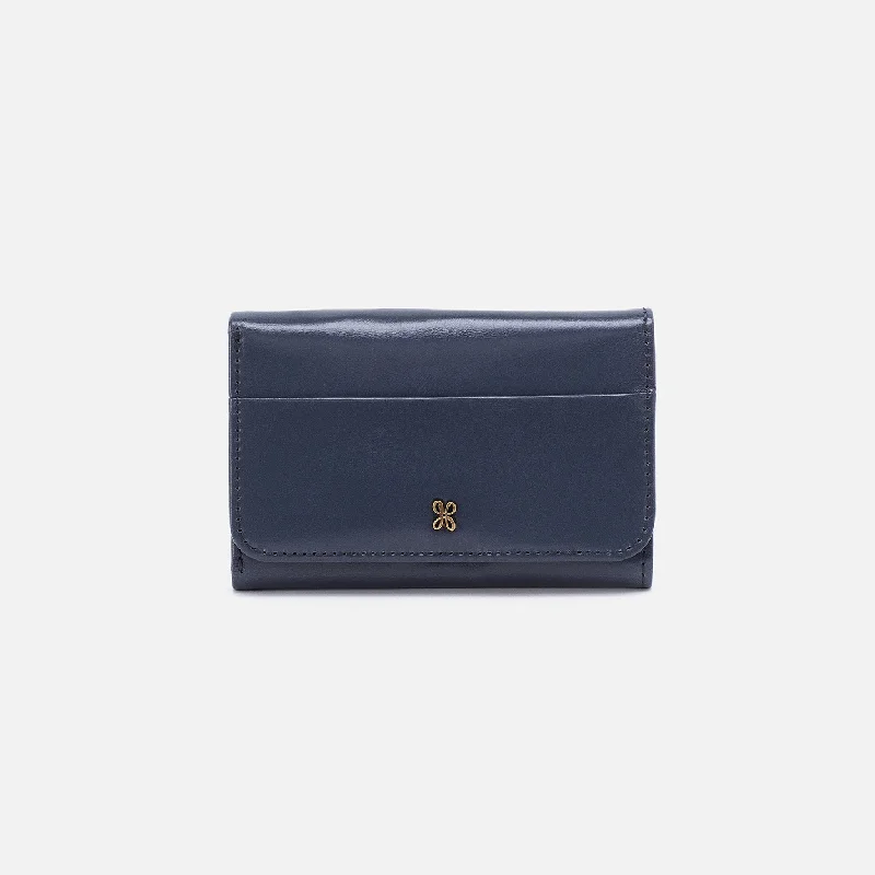Today Only Jill Trifold Wallet In Polished Leather - Blue Stone