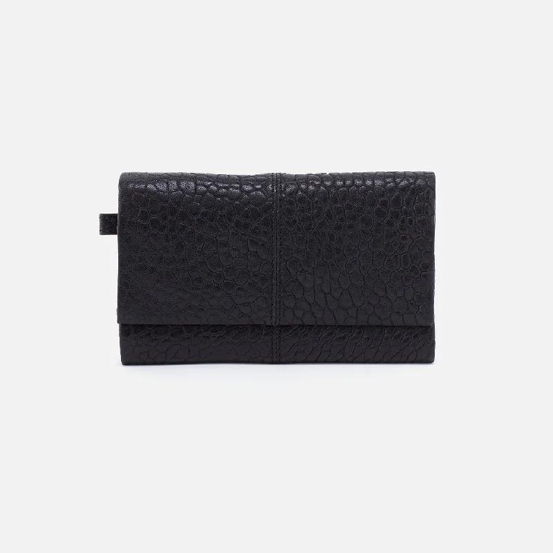 Massive Deals Keen Continental Wallet in Bubble Pebbled Leather - Black