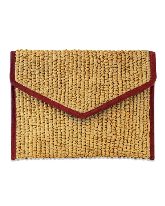 Reduced Prices LADY RAFFIA ENVELOPE CLUTCH | CHERRY