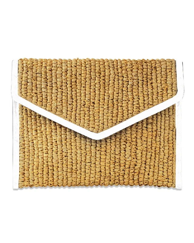 Major Savings LADY RAFFIA ENVELOPE CLUTCH | WHITE
