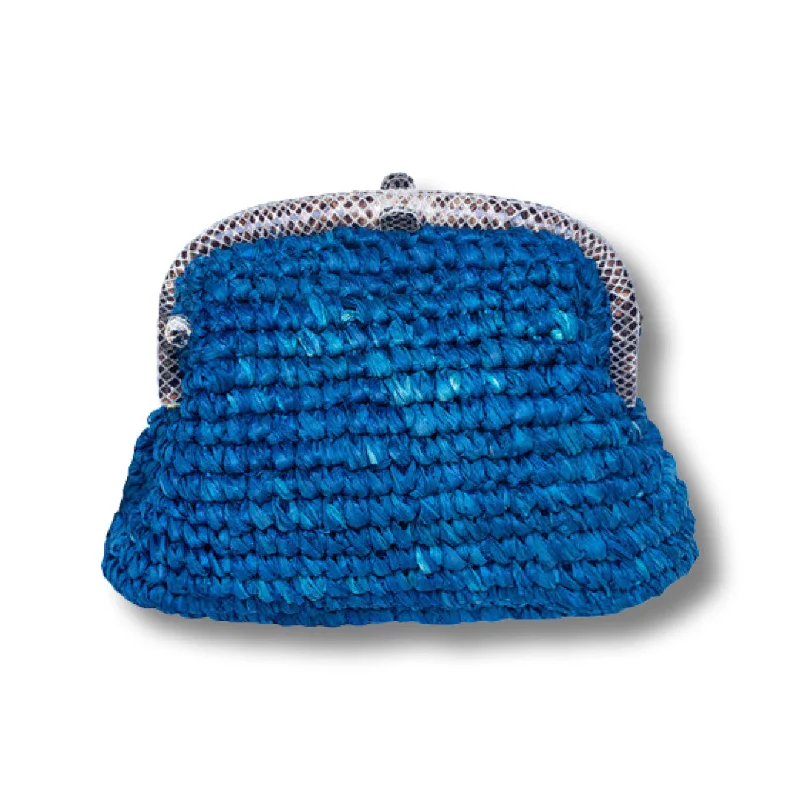 Friends and Family Sale LADY RAFFIA SNAP BAG | BLUE