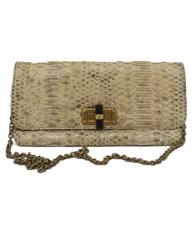 Super Bargain Lanvin Beige Snake Skin Shoulder Bag