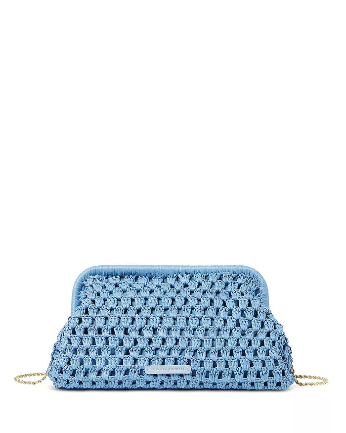 Clearance Sale Trudie Natural Frame Clutch Light Blue
