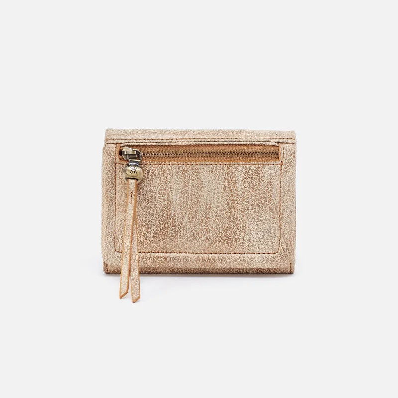 Price Smash Lumen Medium Bifold Compact Wallet in Metallic Leather - Gold Leaf