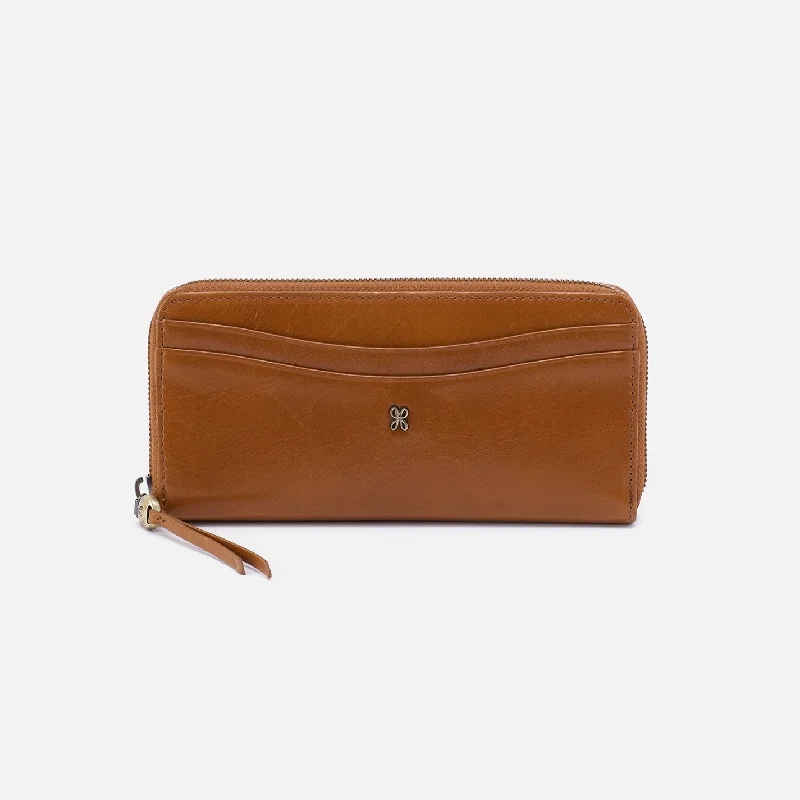 Today’s Deal Max Large Zip Around Continental Wallet in Polished Leather - Truffle