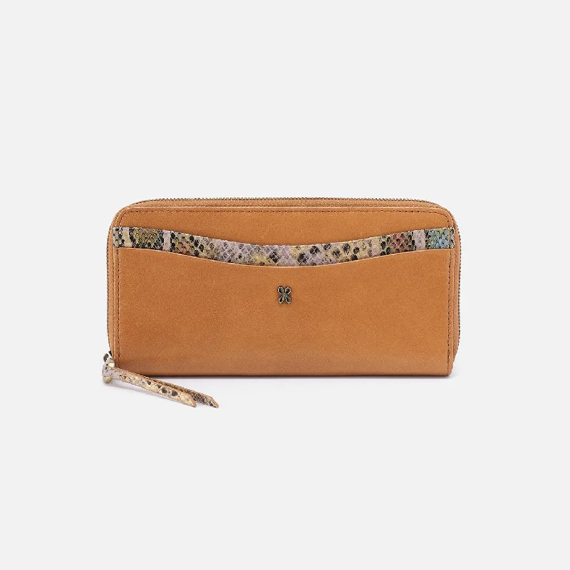 Limited Time Offer Max Large Zip Around Wallet in Mixed Leathers - Natural