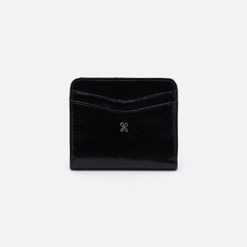 Grand Opening Sale Max Mini Bifold Compact Wallet in Polished Leather - Black