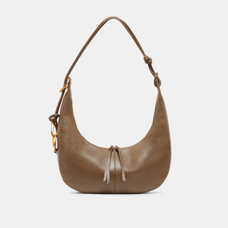 Celebrate the Weekend with Discounts MELANIE SHOULDER BAG OLIVE PEBBLE LEATHER
