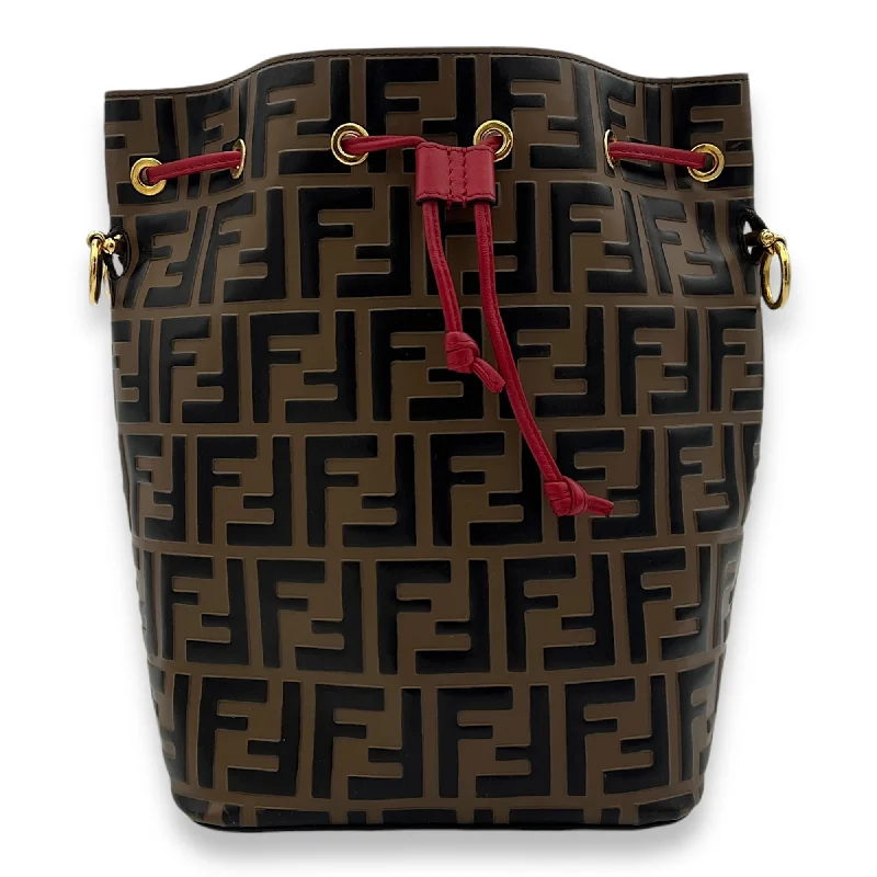 Deal Alert Mon Tresor FF Embossed Bucket Bag in Calfskin, Gold hardware