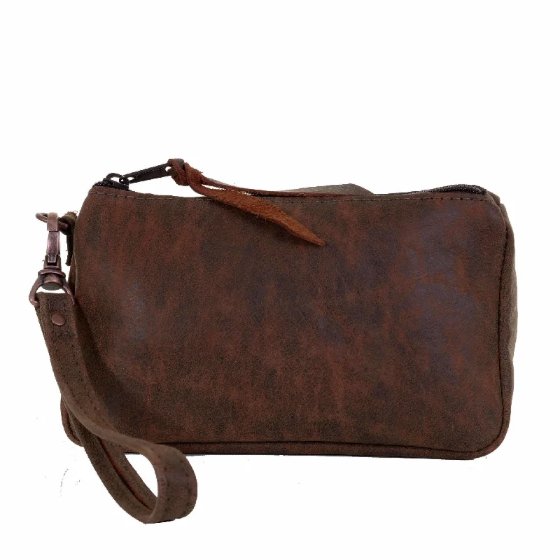 Big Discounts MPG101 - Brown Bomber Leather Makeup Pouch