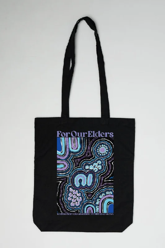 Weekend Bargains to Celebrate Koorrookee 'Grandmother' Black Cotton Tote Bag